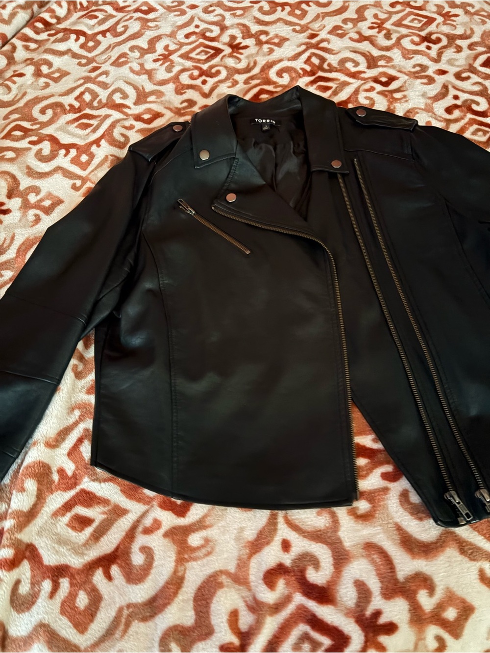 torrid Black Faux Leather Moto Jacket with Zip Details